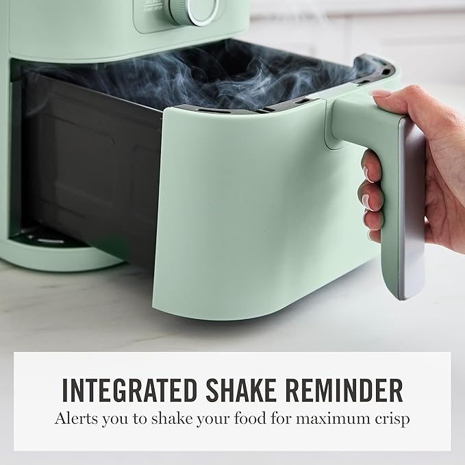 Martha Stewart 6QT Air Fryer, 6-in-1, Bake, Broil, Roast, Air Fry, Dehydrate, Reheat, Ceramic Non-Stick Basket, Crispy Results Fast, 400°F Max Temp, Shake Reminder, Auto Shut-Off, Honeydew Green