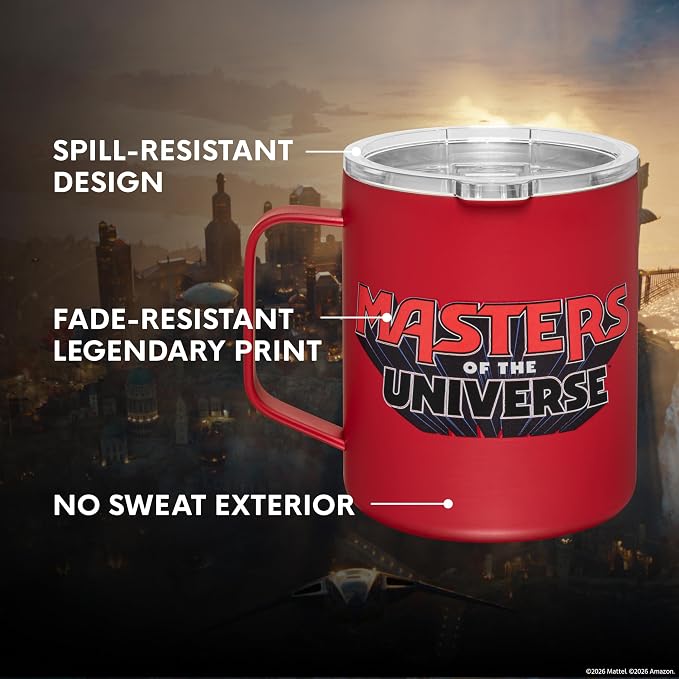 Dragon Glassware x Masters of the Universe (MOTU) Stainless Steel Camp Mug - 12 oz Insulated Camping Mug for Coffee, Tea, Matcha, Hot Beverages - Official 2026 Movie Merch - I Have the Power