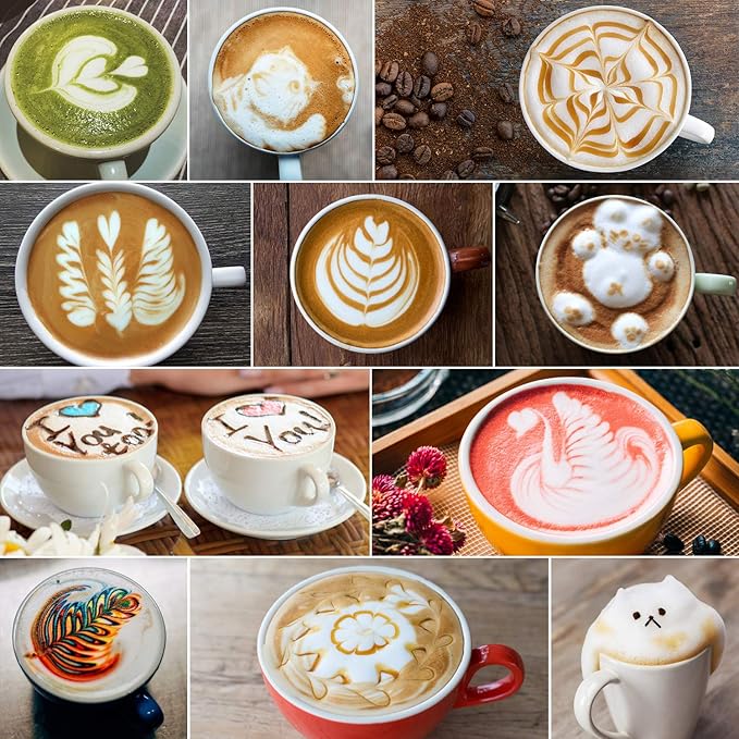 Milk Frothing Pitcher 600ml/20oz Steaming Pitchers Stainless Steel Milk Coffee Cappuccino Latte Art Barista Steam Pitchers Milk Jug Cup with Decorating Art Pen, Matte Black