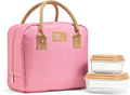 Fit & Fresh Bloomington Lunch Bag for Women - Insulated Large Lunch Box for Work with Containers, Leak-Resistant, Stain-Resistant, Zipper Closure, Dusty Rose