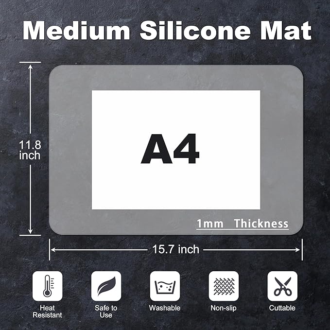 Silicone Mat for Kitchen Counter, Heat-Resistant BPA-Free Nonslip Surface, Trimmable Countertop Protector for Air Fryer (Translucent, 15.7×11.8inch-4pcs)