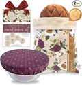 Nectar & Nest Bread Baker Set, Reusable Beeswax Bread Bags for Homemade Bread, Sourdough Bag, Organic Cotton Beeswax Bowl Cover, Limited-Edition Artist Series (December Blooms by Mackenzie Nelson Art)