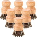 Nuenen 6 Packs Bamboo Dish Scrub Brushes Wooden Scrubbers Set Kitchen Dishwashing Scrubber with Natural Sisal Bristles for Iron Pot Pan Sink(Sisal)