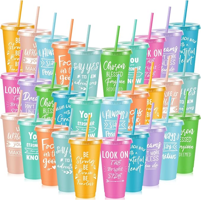 Uiifan 30 Pcs Inspirational Cups Bulk Appreciation Gifts for Employee Coworker Staff Team Thank You Gifts, Office Prizes for Adults Work Party Favors, Associates, Giveaways (Pastel Color)