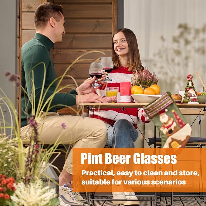 Sabary 12 Pcs 16 oz Classic Craft Goblet Beer Glasses Belgian Style Tulip Beer Glasses Cup Drinking Set for Bachelor Party, Hosting Party, Glassware, IPA Ale Pilsner Belgian