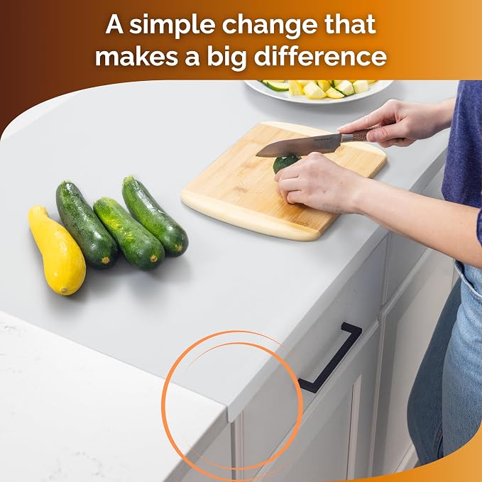 Silicone Mat for Kitchen Counter with "Edge Protection" – Quartz Countertop Protector Mats – Silicone Heat Resistant Mat – No Folds or Wrinkles – 1.5mm Thick, 24"x16", Translucent