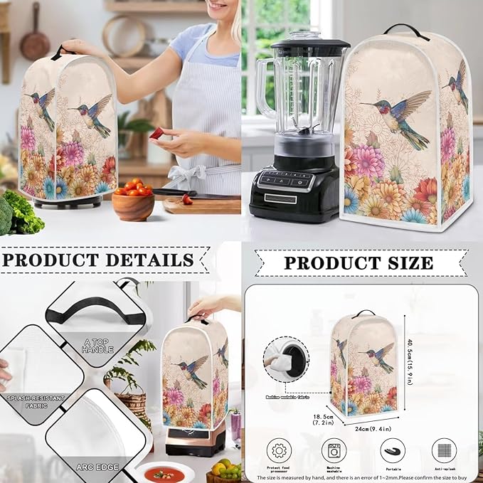 Hummingbird Appliance Covers Set Washable Kitchen Blender Dust Cover Flower Bread Maker Toaster Cover 4 Slice Kitchen Accessories