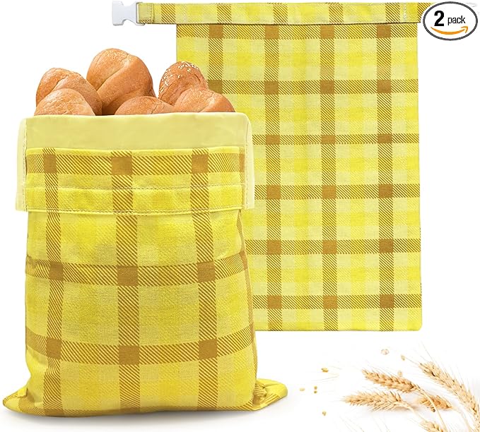 Mosucoirl Beeswax Bread Bags 2 Pack, Reusable Bread Storage Boxes for Homemade Sourdough, Cotton Food Bags Loaf Containers to Keep Fresh Large