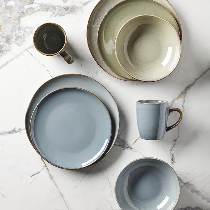 Oneida 897199 Organic Shades 12-Piece Dinnerware Set, Slate Blue