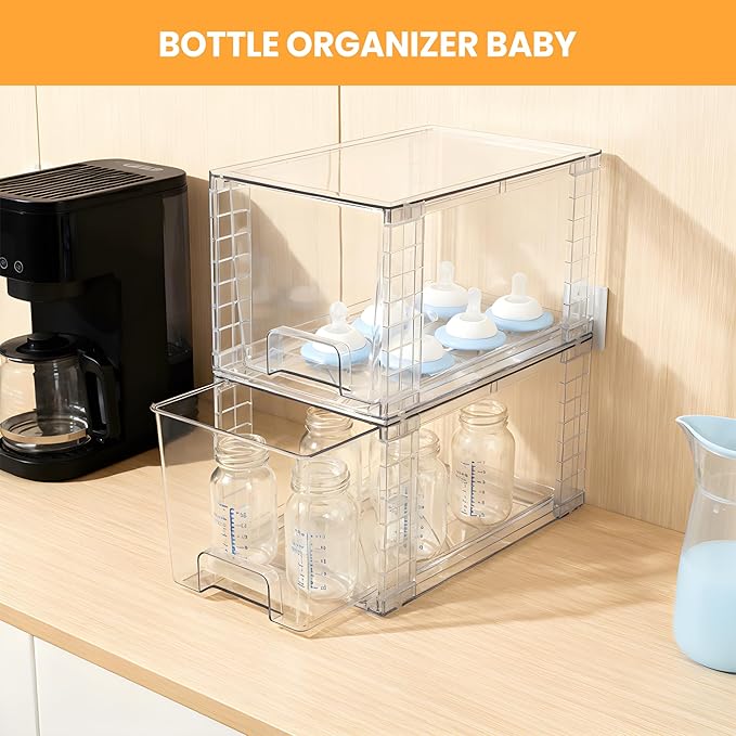 6 Pack Stackable Acrylic Storage Drawers – Clear Plastic Organizer Bins, Easy to Assemble, Suitable for Bathroom, Undersink, Kitchen, Pantry, Makeup, Medicine Organization