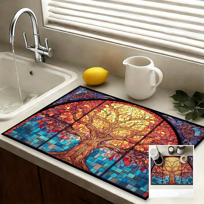 Tree of Life Stove Top Cover 28.3 x 20.5 in for Glass To pon Waterproof、Scratch Resistant Easy to Clean