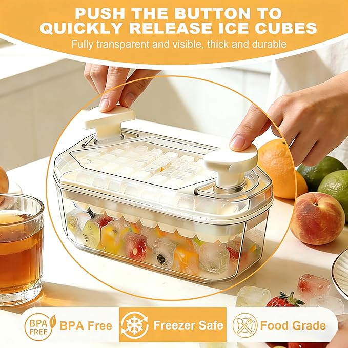 Mini Ice Cube Trays with Lids, Making 100 pcs ice Cube Trays for Freezer for Chilling Cocktail Whiskey Coffee Include 2 Trays and Storage Container, BPA Free, Press Easy Release