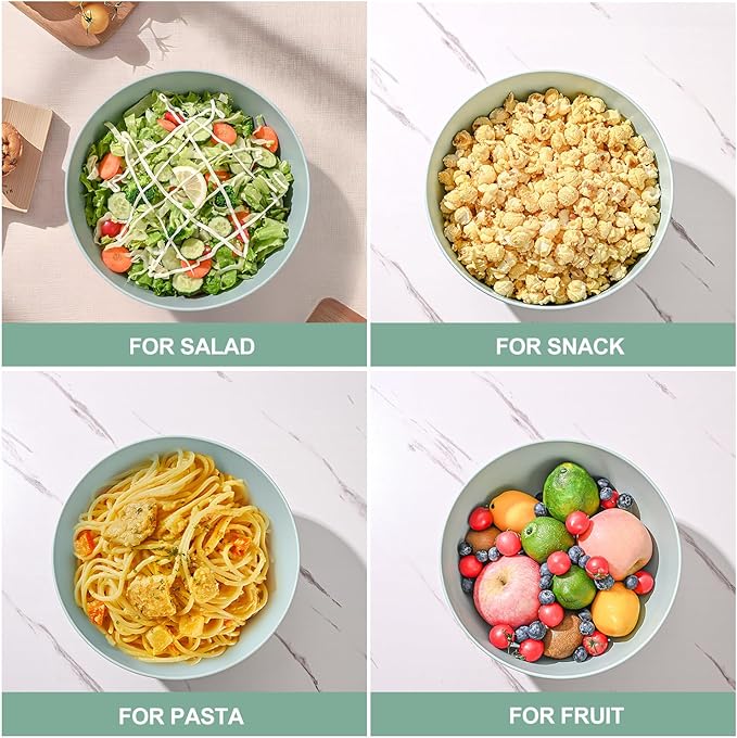 LOVYANXUE Bamboo Fiber Salad Bowl with Servers Set Large 9.8inches Nature Bamboo Mixing Bowl with Servers with Lid Spoon and Fork for Fruits,Salads and Vegetables
