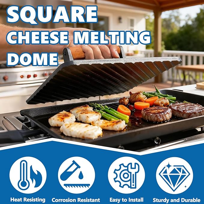 SafBbcue 10" Square Cast Iron Burger Press Smash Burger Griddle Weight Press for Blackstone, Pitboss, Camp Chef Flat Top Grills Accessories, Bacon Press for griddle for Grill Cooking Accessories, 2PCS