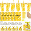 Nuogo 6 Sets New Parent Shower Prizes for Player Winners Adult, Wedding Bridal Shower Gift, Plastic Tumbler Notebook Scented Candle Ballpoint Pen Bag (Yellow Color,Daisy Style)