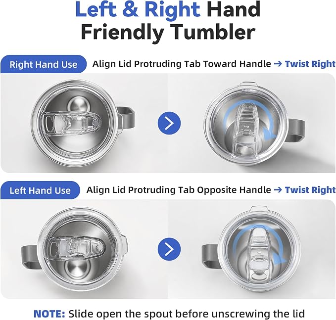 30 oz Tumbler with Handle and Lid, Stainless Steel Tumblers Double Wall Vacuum Insulated Travel Mug Leak Proof Cup Keep Drinks Cold and Hot Grey, 1 Pack