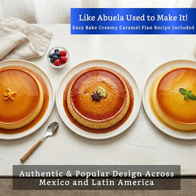 Flan Mold with Lid - Authentic Mexican Flan Pan - Flan Molds for Baking with Water Bath - Molde para Flan Baño Maria - Flaneras Moldes con Tapa
