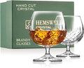 Brandy Snifter Glasses Set of 2 - Small Cut Glass Goblets | for Scotch or Cognac - Diamond Cut Glasses - European Crystal 8.5oz