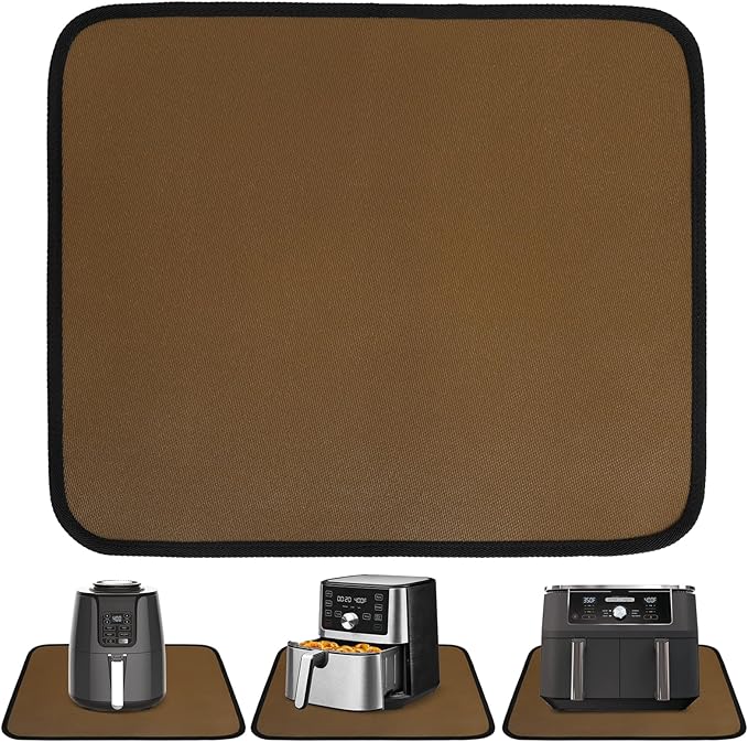 Heat Resistant Mat for Air Fryer, 15 x 18in Heat Resistant Mat for Countertop, Fireproof Silicone Countertop Protector Appliance Slider Hot pod for Air Fryer, Coffee Maker, Toaster, Oven, Light Brown