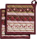 Maison d' Hermine Pot Holders Set 100% Cotton Heat Resistant Potholders 8" x 8" Hot Pads with Loop for Thanksgiving Christmas Decorations Baking Handling Hot Pans (Pack of 2, Reveillon Au Jardin)