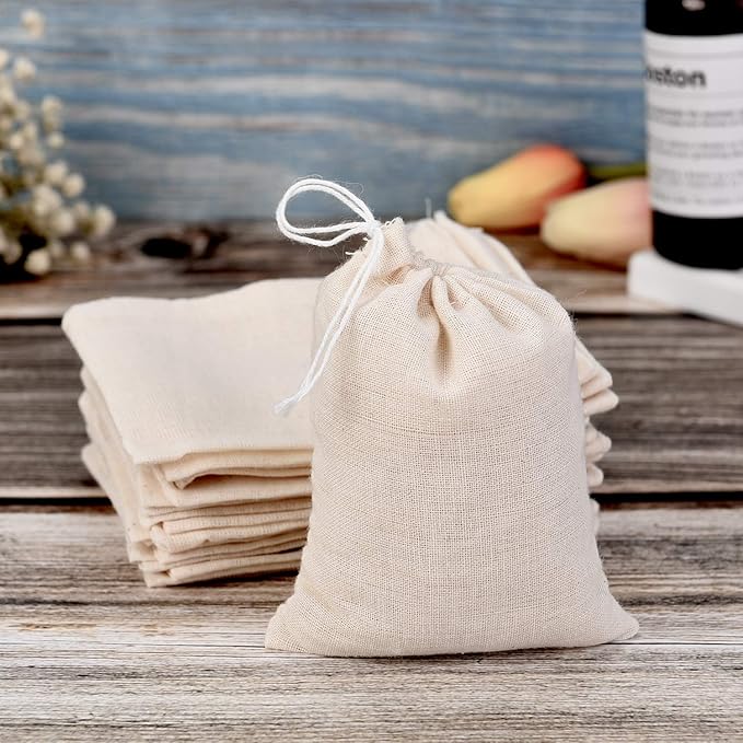 Tatuo 400 Pcs Cotton Muslin Bags with Drawstring Reusable Cloth Sachet Pouch Empty Gift Canvas Bags Bulk for Jewelry Home Party Favors (3 x 4 Inch)