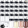 Mimorou 30 Pack Plastic Spice Jars with Shaker Lids Clear Seasoning Containers Spice Bottles for Kitchen Storing Spice Herbs Seasoning Powders (Oval Shape,12.2 oz)