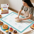 Silicone Baking Macaron Mat with 10 Recipes, Silicone Dough Mat for Rolling, Silicone Mat for Baking Macaron, Cookie, Bread, Pizza,Surdough, Fondant Mat for Kitchen, Extra Large and Oven Safe