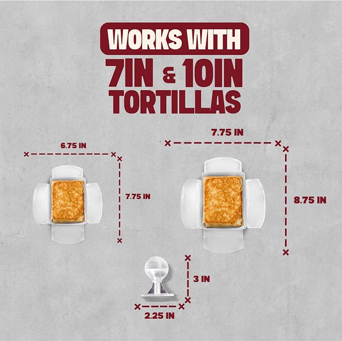 The Flipwrap Tortilla Wrap Maker Kit | Ultimate Wrap Builder for 7" and 10" Tortillas | Tortilla Maker for Burritos and Quesadillas | Perfect for Kid's Lunches | Tamper Cutter and Storage Box Included