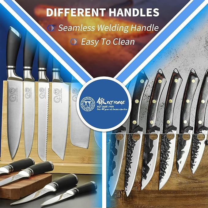 XYJ Knives Authentic Since 1986,Chef Knife Professional Set with Bag,Cleaver Butcher Knife for Meat Cutting Bag