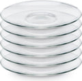 Teabloom Clear Glass Saucers Set of 6 – 6.3 Inch Borosilicate Glass Cup Saucers – Dishwasher Safe – Fits Standard Tea Cups & Mugs – Small Serving Dish for Desserts & Fruits