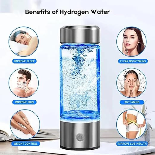 Hydrogen Water Bottle, Rechargeable Portable Hydrogen Water Machine Generator, Hydrogen Water Ionizer Machine Hydrogen Rich Water Glass Cup for Home Office Travel, 420ml (2PCS)