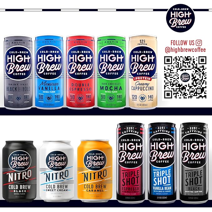 High Brew Coffee,Cold Brew Coffee,Mexican Vanilla,8 FL Oz,Ready-To-Drink,(Pack of 24)