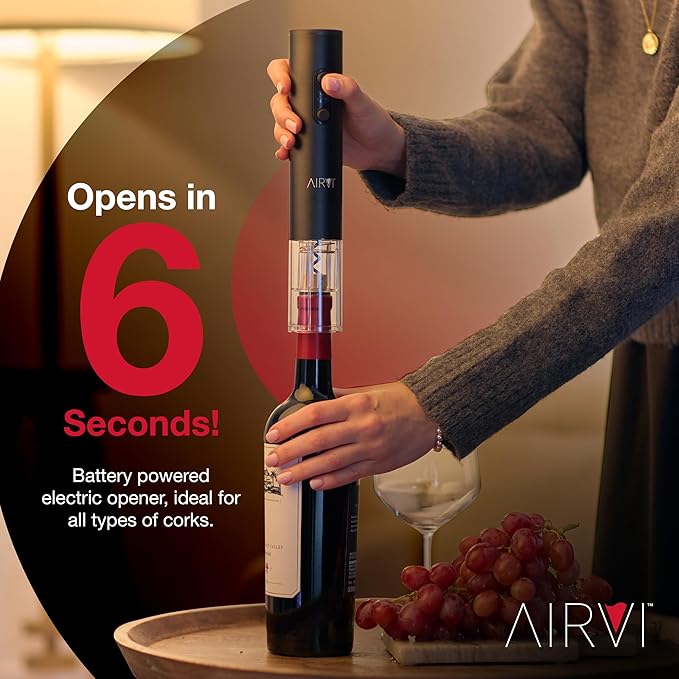 Electric Wine Opener Kit (4-Piece Set) - Includes Automatic Sealer Vacuum Pump, No-Spill Aerator Pourer Spout, and Foil Cutter – Premium Gifts, Accessories for Wine Lovers, Drinkers