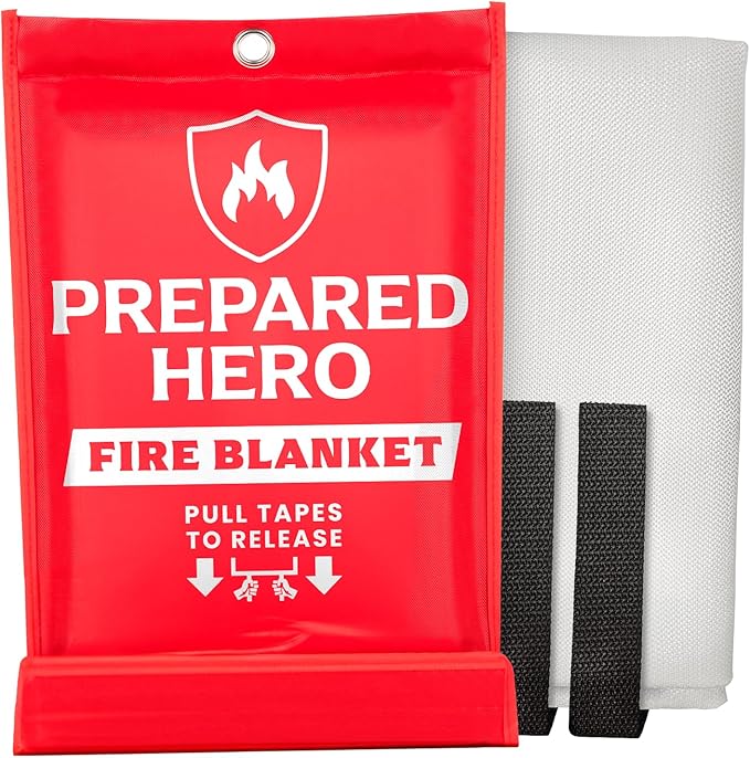Prepared Hero Emergency Fire Blanket - 1 Pack - Fire Suppression for Kitchen, 39” x 39” Fiberglass Fire Blanket for Home