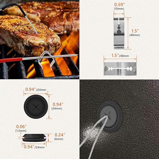 Replacement Parts Kit Temp Meat Probe and Auger Motor Replacement Parts, with 2 Pack Probe Grommets, Probe Clips