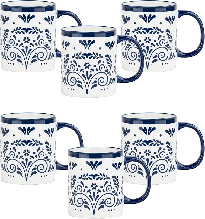 10 Strawberry Street Talavera Dinnerware, Set of 6 (14 fl oz Mugs)