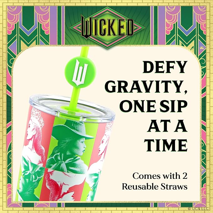 Dragon Glassware Wicked 24 oz Vacuum Insulated Tumbler with Lid and Straw - Tumbler Cup with 2 Straws - Stainless Steel Tumbler with Straw Topper for Water, Iced Tea - Portraits