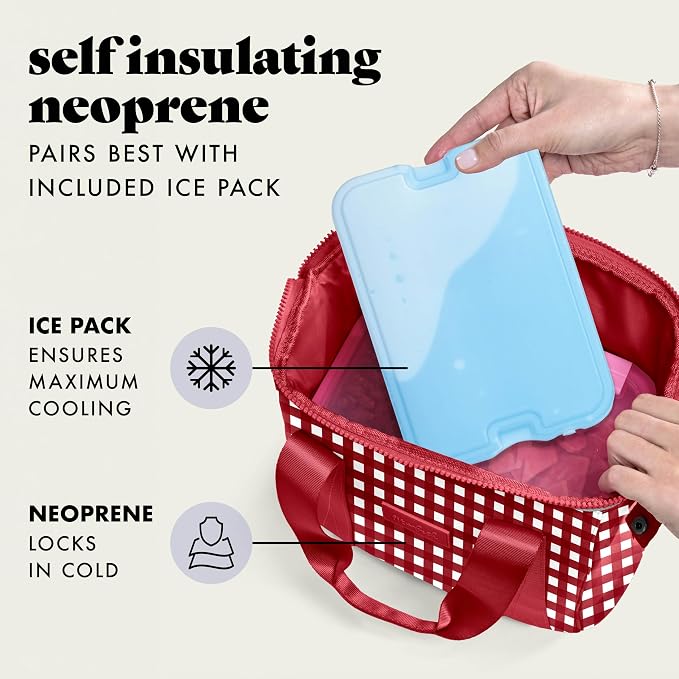 Fit & Fresh Remi Lunch Bag for Women Work – Neoprene Lunch Tote with Containers & Ice Pack, Reusable Meal Prep Lunch Box, Large Capacity, Machine Washable