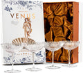Venus Seashell Coupe Cocktail Glasses | Set of 4 | 8 oz Crystal Ribbed Champagne Saucers for Drinking P-Star and Espresso Martini, Margarita, Daiquiri, Cosmopolitan, Gimlet | Elegant Gift Glassware