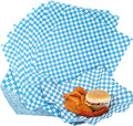 Spakon 1000 Sheets Wax Deli Paper Sheets for Food 12 x 12 Inch Checkered Dry Waxed Deli Basket Liners for Sandwich Wrapping, Food Basket Liners, Picnic party(Blue-white)