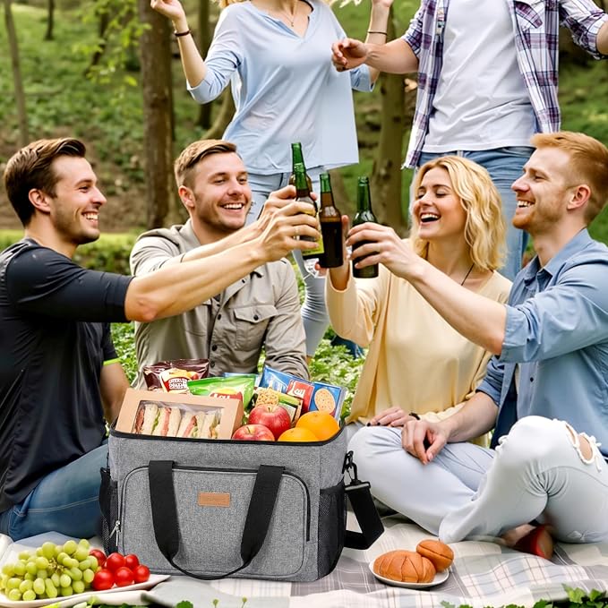 Lifewit Medium Lunch Bag Insulated Lunch Box Soft Cooler Cooling Tote for Adult Men Women, Gray 48-Can (33L)