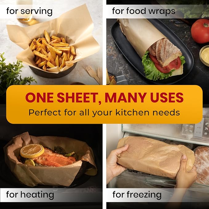 Precut Unbleached Parchment Paper Sheets 12x16 Inches, 220 Pcs by Baker's Signature – Non-Stick Half Sheet Liner – Greaseproof, Will Not Curl or Burn, Non-Toxic up to 450°F