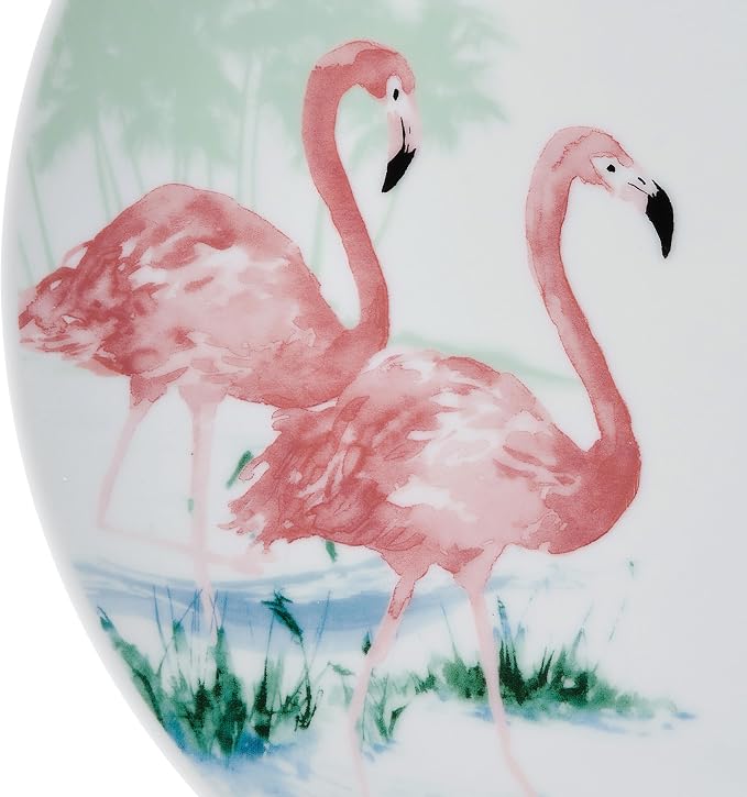 Studio Nova Flamingo Haven Tropical 12 Piece Dinnerware Plate Bowl Set, Service for 4
