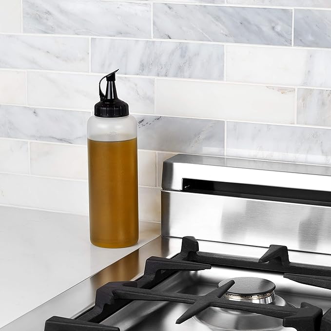 OXO Good Grips Precision Pour Glass Dispenser Set & Good Grips Chef’s Squeeze Bottle, 16.0z