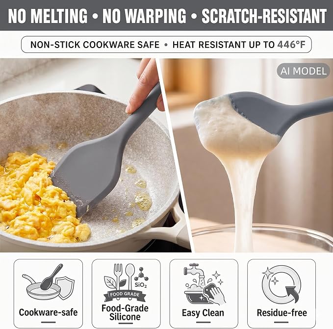 Kitchen Utensils Set,9 PCS Silicone Cooking Utensils Set Spatula Set,Tongs,Spoon,Whisk,Brush,Dishwasher Safe Kitchen Gadgets for Non-Stick Cookware,Home Essential，Kitchen Appliances Tool(Gray)