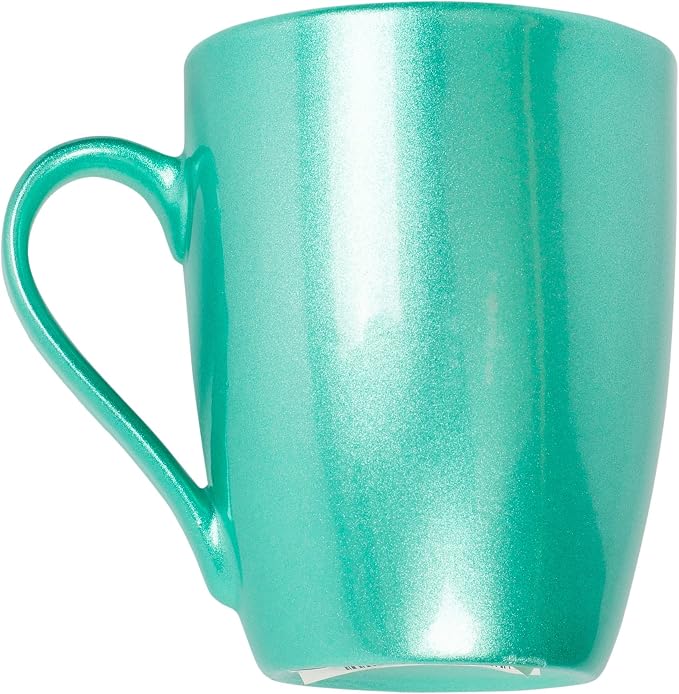 Elanze Designs Seafoam Teal Green Metallic Finish 10 Oz. New Bone China Coffee Cup Mug Set of 4