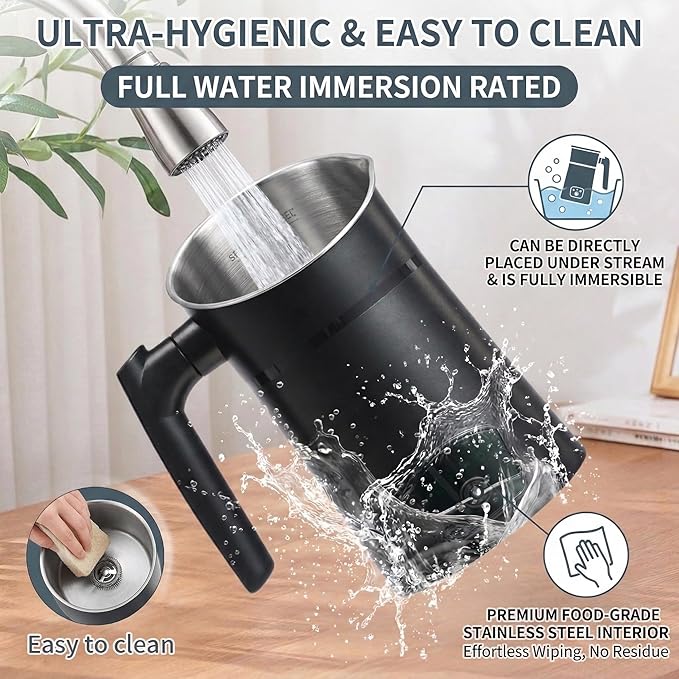 Milk Frother, 4-in-1 Electric Milk Steamer, Automatic Cold/Hot Foam Maker with Temperature Control, 11.8oz/350ml Stainless Steel Milk Warmer for Latte, Cappuccino