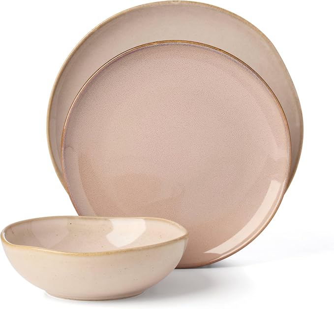Oneida 897202 Organic Shades 12-Piece Dinnerware Set, Service For 4, Unique Color May Vary, Clay