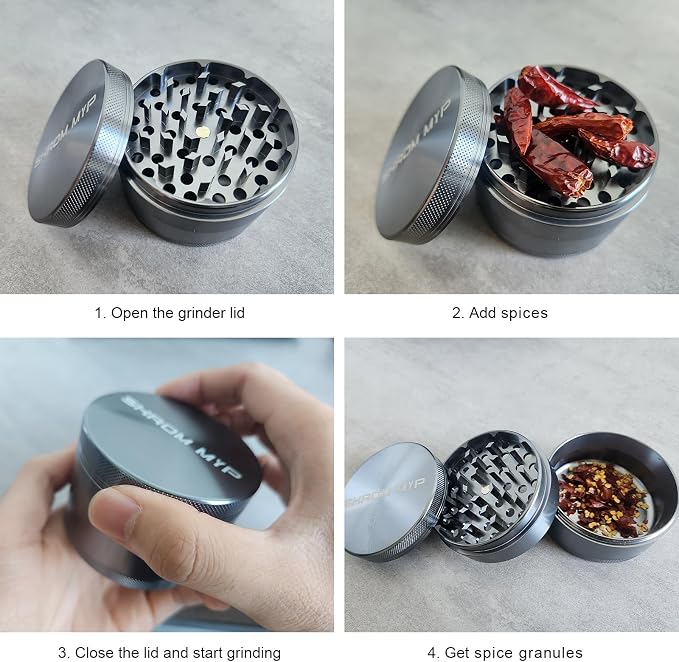 Spice Grinder, Aluminum Large 3" (Grey)