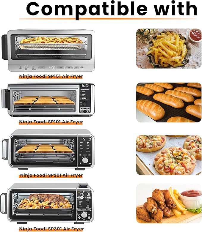 Crumb Tray Replacement for Ninja Foodi SP101 SP151 Air Fryer Oven with 4 Pcs Teflon Mats, Air Fryer Accessories for Ninja airfryer Flip Up Toaster Oven